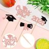 24 PCS 2025 Graduation Cupcake Toppers Glitter Class of 2025 Cap Diploma Cupcake Picks Contrats Grad Cake Decorations for 2025 Graduation Theme Party Supplies Rose Gold view 3