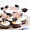 24 PCS 2025 Graduation Cupcake Toppers Glitter Class of 2025 Cap Diploma Cupcake Picks Contrats Grad Cake Decorations for 2025 Graduation Theme Party Supplies Rose Gold view 4