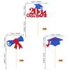 24 PCS 2024 Graduation Cupcake Toppers Glitter Class of 2024 Cupcake Picks Diploma Graduation Cap Cake Decorations for 2024 Graduation Theme Party Supplies Red view 2
