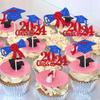 24 PCS 2024 Graduation Cupcake Toppers Glitter Class of 2024 Cupcake Picks Diploma Graduation Cap Cake Decorations for 2024 Graduation Theme Party Supplies Red view 4