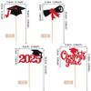 24 PCS 2025 Graduation Cupcake Toppers Glitter Contrats Grad Diploma Class of 2025 Graduation Cap Cupcake Picks for 2025 Contrats Grad Theme Party Cake Decorations Supplies Red view 2