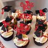 24 PCS 2025 Graduation Cupcake Toppers Glitter Contrats Grad Diploma Class of 2025 Graduation Cap Cupcake Picks for 2025 Contrats Grad Theme Party Cake Decorations Supplies Red view 4