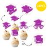 24 PCS 2025 Graduation Cap Cupcake Toppers Glitter Class of 2025 Cupcake Picks Contrats Grad Diploma Cap Cupcake Picks for 2025 Graduation Theme Party Cake Decorations Supplies Purple view 3