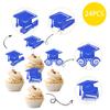 24 PCS 2025 Graduation Cap Cupcake Toppers Glitter Contrats Grad Diploma Cap Class of 2025 Cupcake Picks for 2025 Graduation Theme Party Cake Decorations Supplies Deep Blue view 3