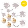24 PCS 2025 Graduation Cap Cupcake Toppers Glitter Contrats Grad Diploma Cap Class of 2025 Cupcake Picks for 2025 Graduation Theme Party Cake Decorations Supplies Silver view 3