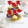24 PCS 2025 Graduation Cupcake Toppers Glitter Class of 2025 Cupcake Picks Contrats Grad Diploma Cap Cupcake Picks for 2025 Graduation Theme Party Cake Decorations Supplies Red view 4