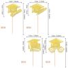 24 PCS 2025 Graduation Cap Cupcake Toppers Glitter Class of 2025 Cupcake Picks Contrats Grad Diploma Cap Cupcake Picks for 2025 Graduation Theme Party Cake Decorations Supplies Gold view 2