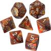 Gold Lustrous Mini Dice with Silver Numbers 10mm (3/8in) Set of 7 Chessex view 1
