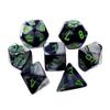 Black and Grey Gemini Mini Dice with Green Colored Numbers 10mm (3/8in) Set of 7 Chessex view 1