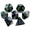 Black and Grey Gemini Mini Dice with Green Colored Numbers 10mm (3/8in) Set of 7 Chessex view 2