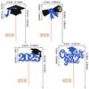 24 PCS 2025 Graduation Cupcake Toppers Glitter Class of 2025 Cap Diploma Cupcake Picks Contrats Grad Cake Decorations for 2025 Graduation Theme Party Supplies Deep Blue view 2