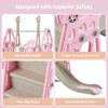 4 in 1 Toddler Slide and Swing Set With Basketball Hoop - Indoor Outdoor Playset for Ages 1-2 - Pink view 4