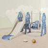 4 in 1 Toddler Slide and Swing Set, Kid Slide for Toddlers Age 1-2, Baby Slide with Basketball Hoop, Indoor Outdoor Slide Toddler Playset Toddler Playground Blue view 1