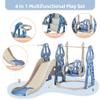 4 in 1 Toddler Slide and Swing Set, Kid Slide for Toddlers Age 1-2, Baby Slide with Basketball Hoop, Indoor Outdoor Slide Toddler Playset Toddler Playground Blue view 3