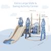 4 in 1 Toddler Slide and Swing Set, Kid Slide for Toddlers Age 1-2, Baby Slide with Basketball Hoop, Indoor Outdoor Slide Toddler Playset Toddler Playground Blue view 4