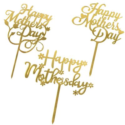 Crseniny 3pcs Acrylic Happy Mother's Day Cake TopperBest Mom Ever DecorationsMom Birthday Cake TopperGoddess DayQueen BirthdayQueen's Party Mother's Day Party Decoration Supplies (Mother's Day)