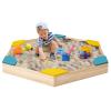 Costzon Kids Sandbox, Hexagon Large Cedar Wood Sand Pit w/ 6 Built-in Corner Seating, Wooden Sand Box for Backyard Lawn Garden Beach, Outdoor Play Furniture for Children Ages 3+ (Natural) view 1