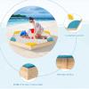 Costzon Kids Sandbox, Hexagon Large Cedar Wood Sand Pit w/ 6 Built-in Corner Seating, Wooden Sand Box for Backyard Lawn Garden Beach, Outdoor Play Furniture for Children Ages 3+ (Natural) view 3