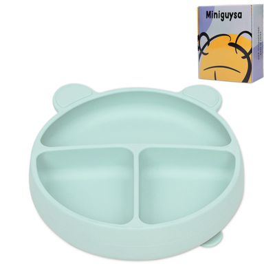Miniguysa baby bowls with suction,100% Food Grade Baby Suction Bowls,Dishwasher Microwave Safe, suction plates for toddlers 1-3 (Blue-silicone baby bowls