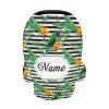Personalized Baby Car Seat Covers for Boys Girls, Customized Carseat Cover with Name, Infant Stroller Canopy, Nursing Cover Breastfeeding Scarf for Newborn Babies, Tropical Plant Striped view 1