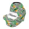 Personalized Baby Car Seat Covers for Boys Girls, Customized Carseat Cover with Name, Infant Stroller Canopy, Nursing Cover Breastfeeding Scarf for Newborn Babies, Tropical Plant Striped view 2