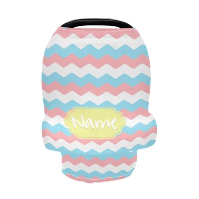 Personalized Baby Car Seat Covers for Boys Girls, Customized Carseat Cover with Name, Infant Carrier Cover Stroller Canopy, Nursing Cover Breastfeeding Scarf for Newborn Babies, Wavy Lines Pattern