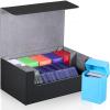 Yexiya 7 Pcs Deck Card Boxes, 1 Leather Deck Storage Case with 6 Plastic Trading Card Storage Box for Playing Mtg Tcg(Black, Gray) view 1
