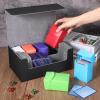 Yexiya 7 Pcs Deck Card Boxes, 1 Leather Deck Storage Case with 6 Plastic Trading Card Storage Box for Playing Mtg Tcg(Black, Gray) view 3