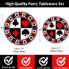 50Pcs Poker Party Supplies - 9" Playing Card Dinner Plates, 7" Casino Plates for Casino Night, Poker Game Theme, Birthday Party Decor view 2
