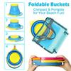 Aclarastra Collapsible Beach Toys for Kids Toddlers, Collapsible Sand Buckets Shovels Set with Mesh Bags and Sand Molds, Foldable Travel Sand Toys for Beach Sandbox Toys for Kids view 2