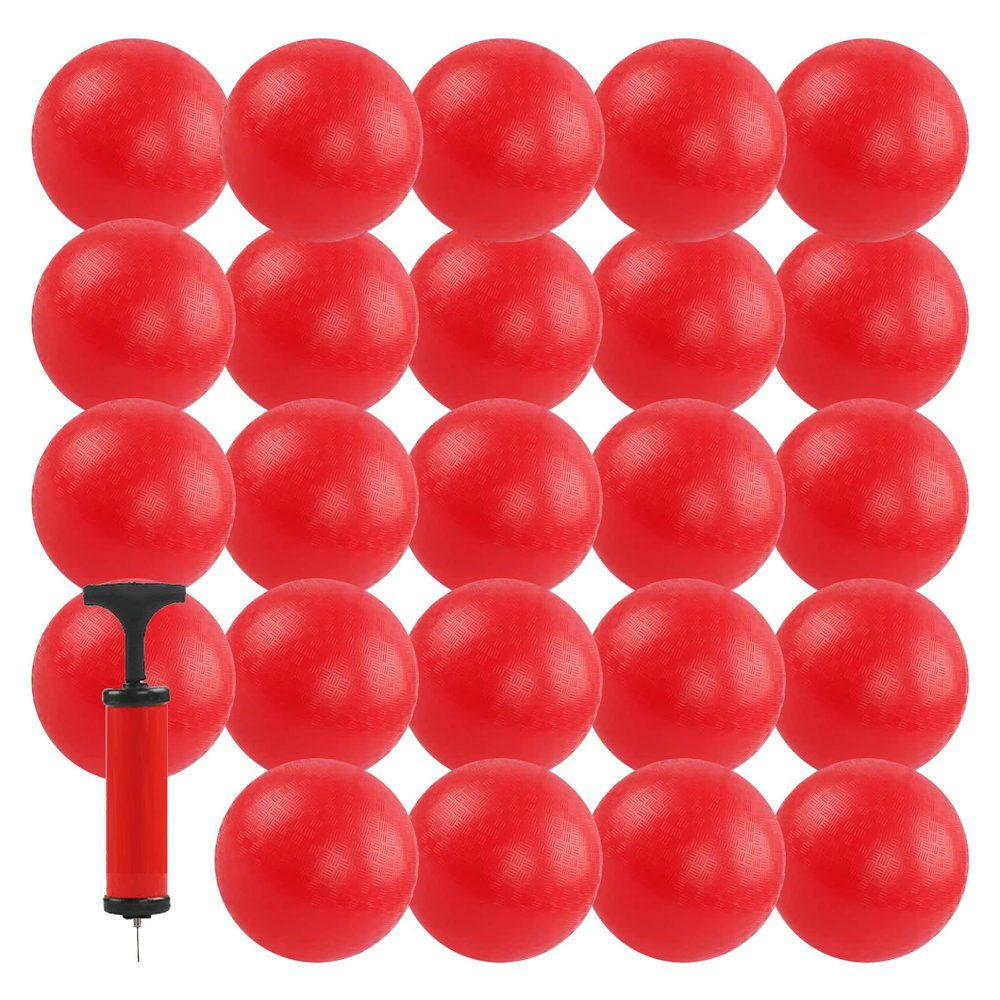 Merkaunis 24Pcs Playground Balls 6 Inch Kick Ball Red Dodgeball Bouncy Inflatable Ball Playground Ball Bulk for All Groups,Dodgeball,Handball,Indoor/Outdoor Game, Picnic,Yoga