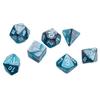 Steel and Teal Gemini Mini Dice with White Colored Numbers 10mm (3/8in) Set of 7 Chessex view 1