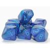 Blue and Blue Gemini Luminary Dice with Light Blue Numbers D10 16mm (5/8in) Pack of 10 Dice Chessex view 1