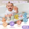 Baby Bath Toys, 9 Pack | Sealed, No Hole & Mold Free Bath Toys for Babies 6-12 Months | Soft, Squeezable & Float on Water | Safe, Easy-Grip Toddler Bath Toy Set | Baby Water Pool Toys-Wild Animal view 4