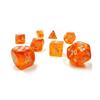 Borealis Blood Orange Luminary Dice with White Numbers 7+1 Dice Set 16mm (5/8in) Chessex view 2