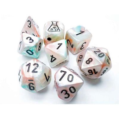 Sea Shell Lustrous Luminary Dice with Black Numbers 7+1 Dice Set 16mm (5/8in) Chessex