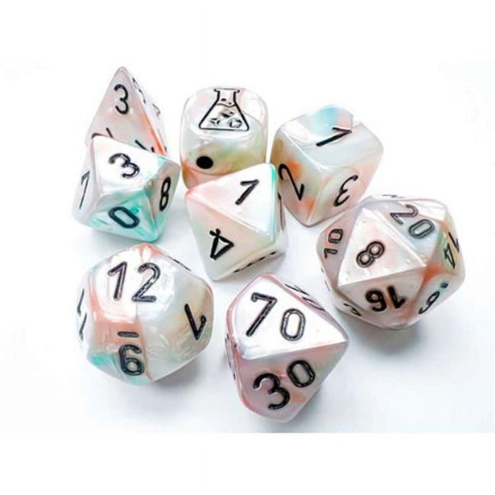 Sea Shell Lustrous Luminary Dice with Black Numbers 7+1 Dice Set 16mm (5/8in) Chessex