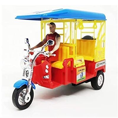 Pull Back e-Rickshaw Toy Hand Made Toy Indian