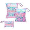 ALVABABY 3pcs Baby Cloth Diaper Wet/Dry Bags|Waterproof Reusable with Two Pockets|Travel, Beach, Pool, Daycare, Soiled Baby Items,YogaGym Bag for Swimsuits or Wet Clothes Pink impression 3L-BS04 view 1
