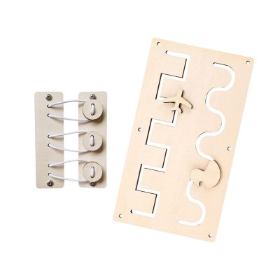 2Pcs Montessori Busy Board Practical Basic Motor Skills Activities Early Educational Learning for Boys Girls Kindergarten New Year (Tail Button)