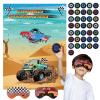 Eaezerav Pin The Wheels On The Truck Game for Kids Boys Birthday Party Decorations Carnival Party Supplies Large Truck Game Poster with 36 Wheel Stickers view 1