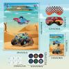 Eaezerav Pin The Wheels On The Truck Game for Kids Boys Birthday Party Decorations Carnival Party Supplies Large Truck Game Poster with 36 Wheel Stickers view 2