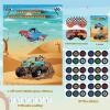 Eaezerav Pin The Wheels On The Truck Game for Kids Boys Birthday Party Decorations Carnival Party Supplies Large Truck Game Poster with 36 Wheel Stickers view 3