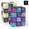 48 Pieces MTG Dice Counters Token Dice, Magic The Gathering Glitter Sparkle, Loyalty Starry Marble D6 Cube Compatible with MTG, CCG, Card Gaming Accessory (Black White & Blue Purple) view 2