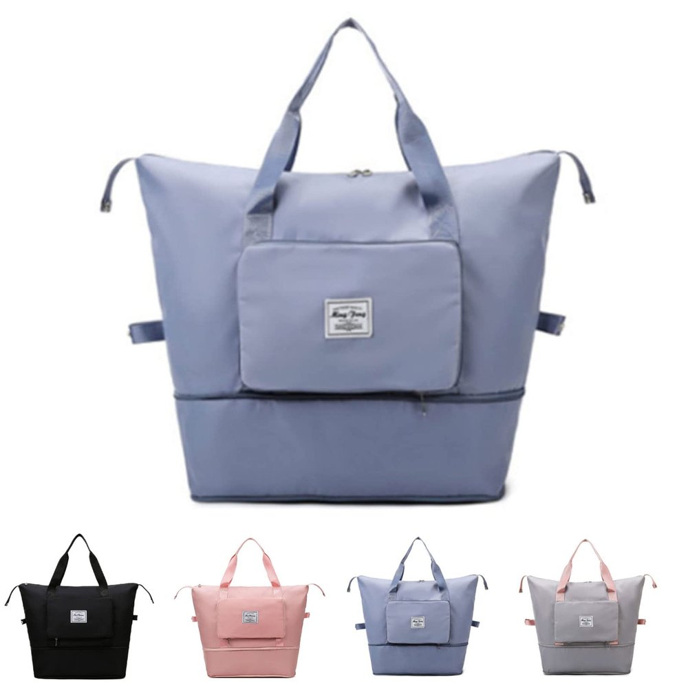 Gpmsign Travel Bag, High-Capacity Double-Layer Wet Separation Travelling Bag, Double Layer Wet Separation Travel Bag (Mist Blue)