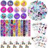 Roller Skate Party Favors 98PCS Slap Bracelets, Stickers, Key Chains, Pin Badges and Temporary Tattoos for Kids Boys Girls Throwback 80s 90s Roller Skating Hip Hop Birthday Party Supplies Decorations view 1