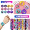 Roller Skate Party Favors 98PCS Slap Bracelets, Stickers, Key Chains, Pin Badges and Temporary Tattoos for Kids Boys Girls Throwback 80s 90s Roller Skating Hip Hop Birthday Party Supplies Decorations view 4