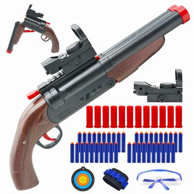 Double Barrel Toy Foam Blaster - Foam Squirt with Suction Dart and Catridge, 2 in 1 Foam Dart Blaster with Suction Dart and Catridge for Kids Teen Adults, Outdoor Toys for 8+ Year Old Boys & Girls1