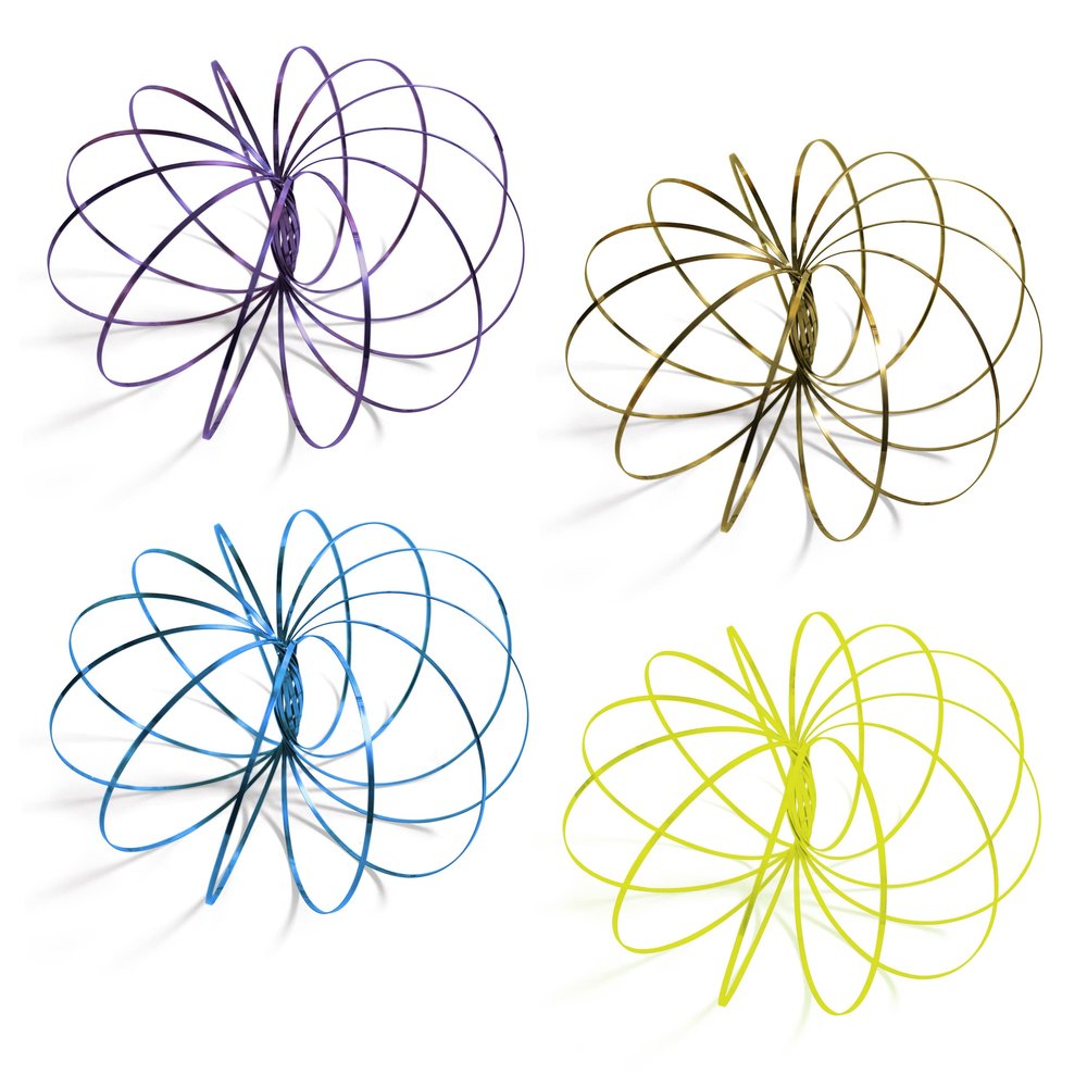 Geospace Original GeoFlux Mesmerizing 3-D Kinetic Sculpture & Interactive Spring Toy (4-Pack Solar Colors)