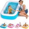 2-in-1 Inflatable Kiddie Pool, 65"x39"x10" (5'5") Soft Cushioned Floor, Handles, Drain, Shallow Rectangular Blowup Swimming Pool for Kids Age 2+ Toddler Ball Pit, Small Adult Backyard Tanning Pool view 1